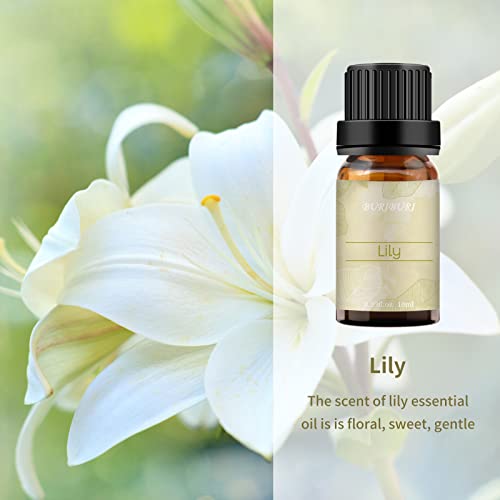 Jasmine Essential Oils Gifts Set By Buriburi 100% Pure Gardenia Oils Essential Kit - Top 6 Aromatherapy Rose Oil Essential Oil Set - 10Ml (Gardenia, Lily, Lotus, Lavender, Jasmine, Rose) #TOP4