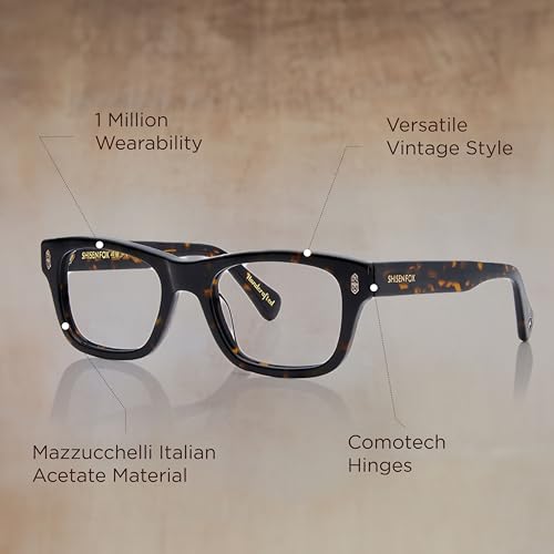 Image of Shisen Fox GAZO Versatile Vintage Frames for eyeglasses | Stylish eyewear Crafted from Italian Acetate material | 52 MEDIUM Unisex Spectacle Eye frame with Demo lenses