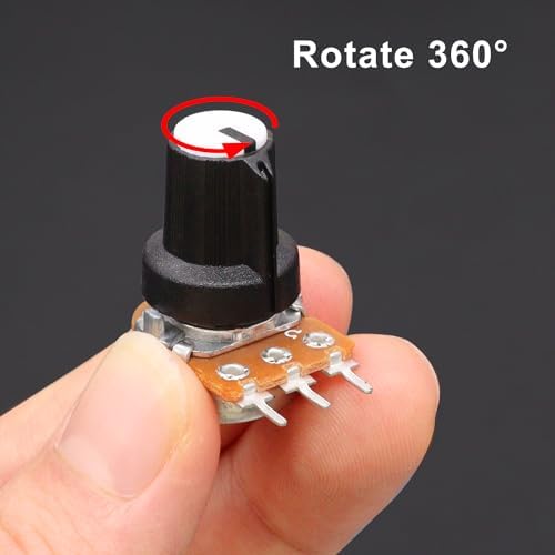 Taiss 20PCS Potentiometer Kit with Knobs B1K 2K 5K 10K 20K 50K 100K 250K 500K 1M Ohm potentiometers Assortment 3 Terminals Linear Taper Rotary Audio B Type Potentiometer,Volume Control Potentiometer