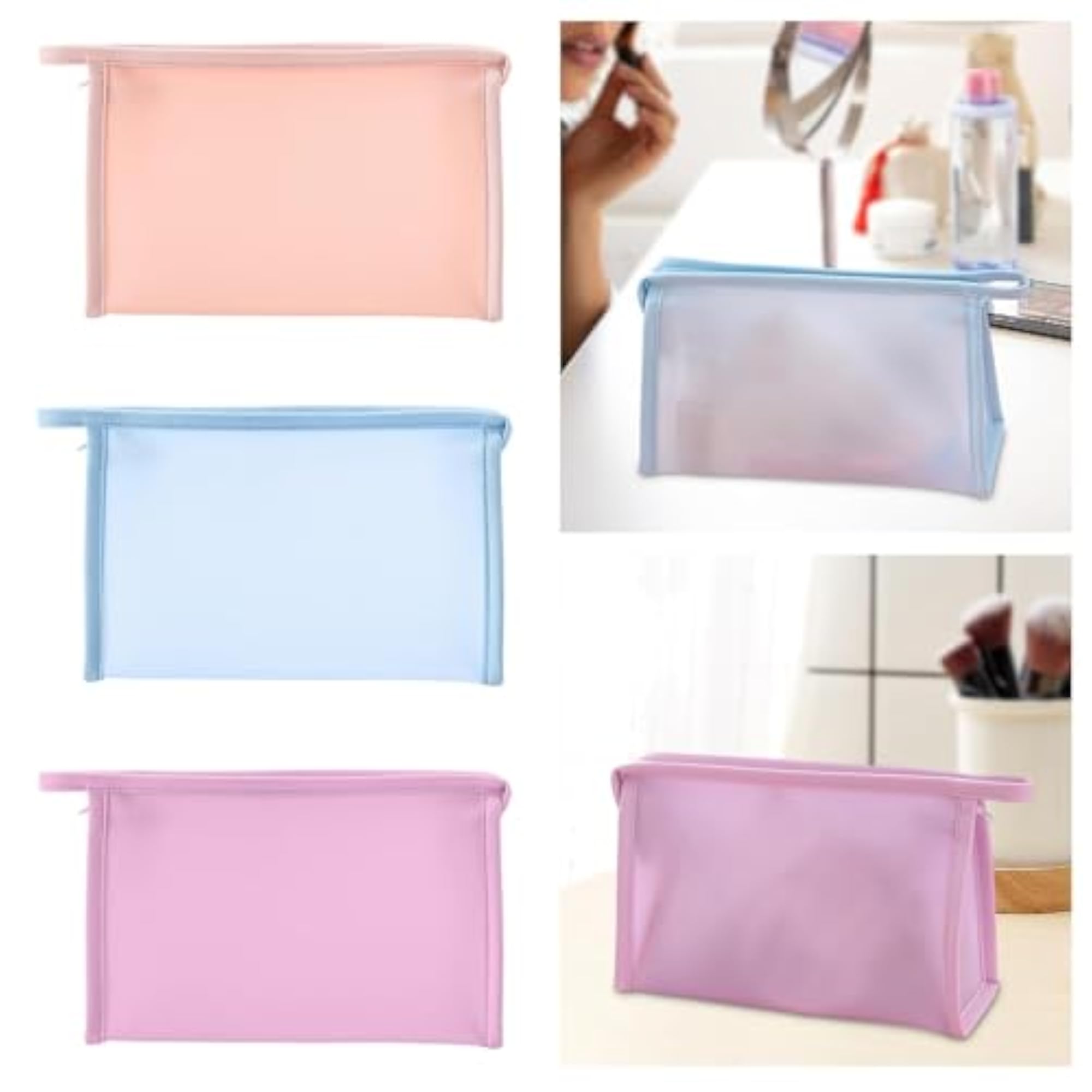 PVC Waterproof Makeup Bag, Portable Pink Travel Essential