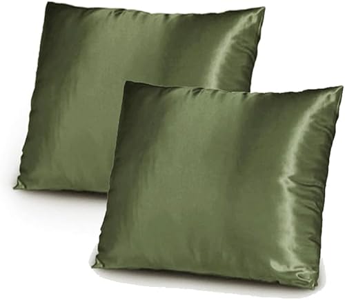 Miniatura 10 de TAOSON Funda de cojín de satén suave y sedoso, funda de almohada, almohada para sofá, con cierre de cremallera oculta, solo funda de 24 x 24
