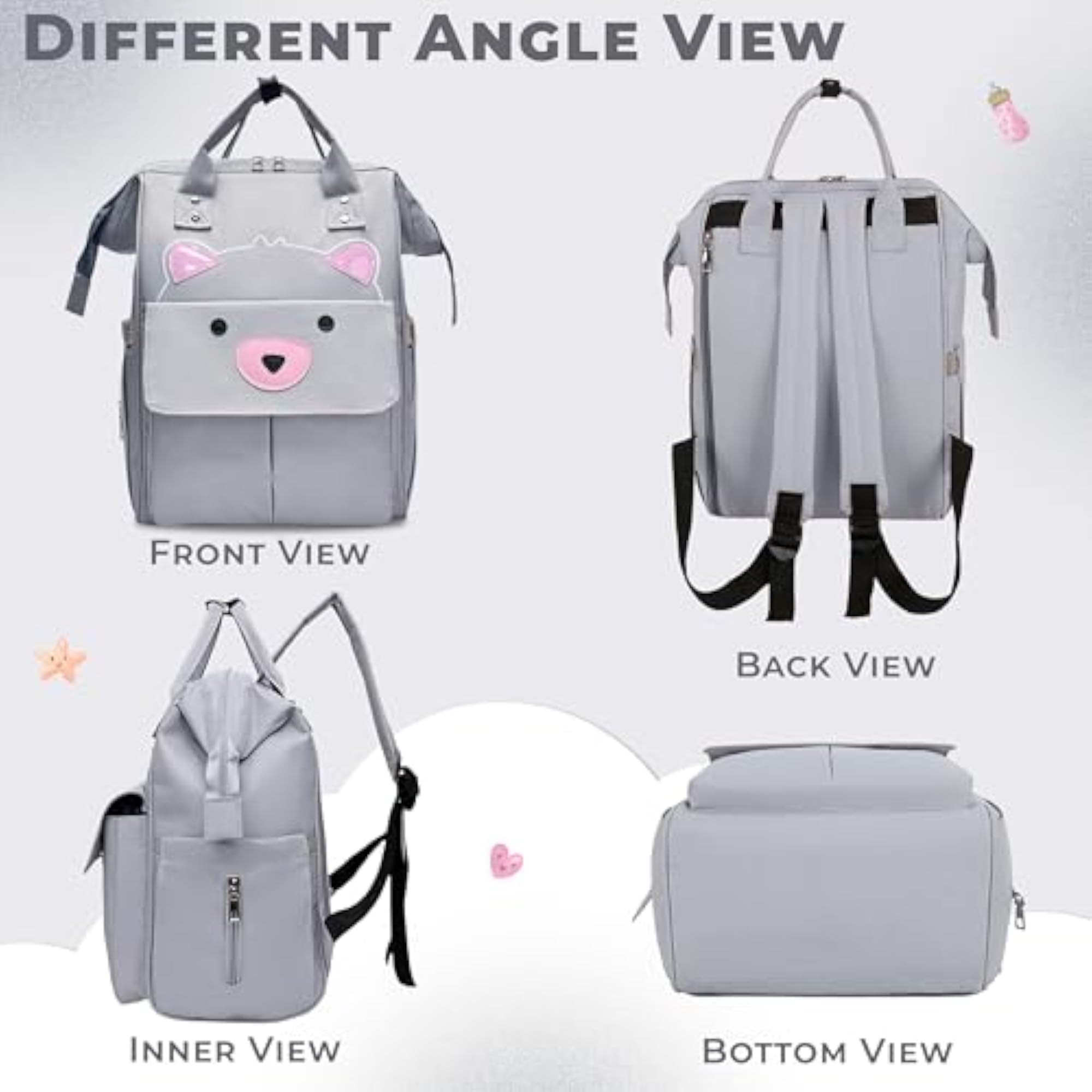 Stylish Diaper Bag for New Mothers, Grey