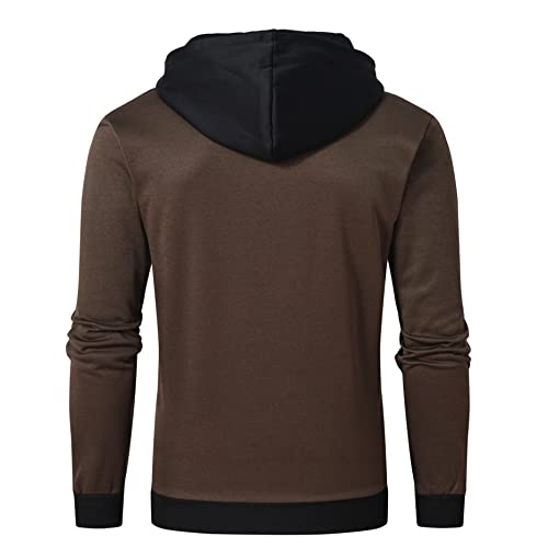 Image of YuKaiChen Men's Hooded Jacket Slim Fit Double Zipper Turtleneck Fleece Hoodie Outerwear