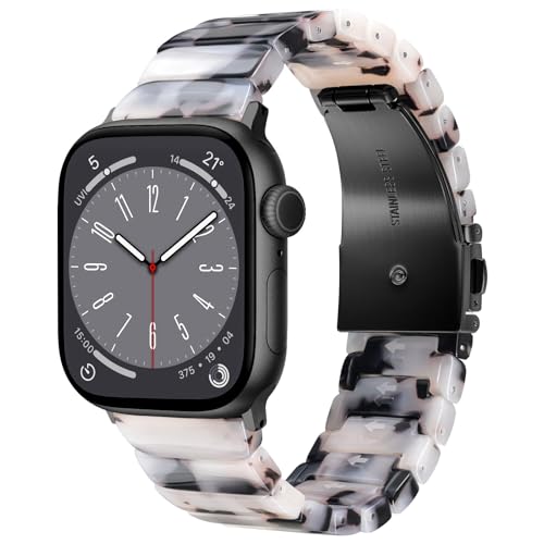 Bracelet en résine fleur noire pour Apple Watch 41mm 40mm 38mm V.R.HOPE