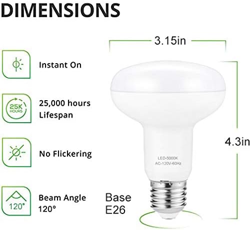 Miniatura 2 de BR25R25 Bombillas LED para lata, luces de inundación regulables de 9 W (equivalente a 75 W), bombilla de base media E26 de 3000 K, blanco suave para
