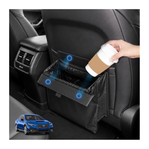 Image of for Car Trash Bag for 2023-2026 Subaru WRX Rear Seat Hanging Trash Can with Magnetic Closure PU Leather Trash Bin Foldable Garbage Bag & Organizer
