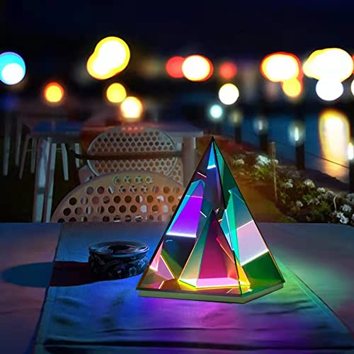 Modirnation 'Pyramid' Modern Table Lamp, Simplistic And Innovative Design, Colorful Transparent Led Desk Light, Unique Warm Decorative Night Light, 3D Acrylic Home Decor (Large) #TOP3