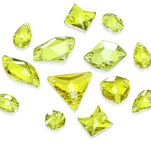 DONGZHOU Flatback Glitzersteine für Textilien, Strasssteine zum Aufnähen mit Löchern Edelstein Strass für Kostüm, Kleidung, Schmuck, Gürtel, Schuhe und DIY Handwerk