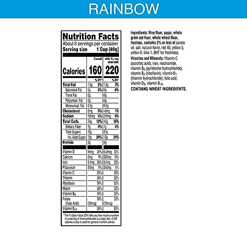 Rainbow Krispies Cold Breakfast Cereal, 8g Whole Grains, Rice Krispies Treats, Original, 11.1oz Box (1 Box)