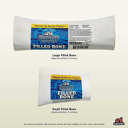 Redbarn Filled Dog Bones, Natural Long-Lasting Dental Treats; Suitable for Aggressive Chewers, Large (6\") - 3 Bones (Cheese N\' Bacon) - Thumbnail 2