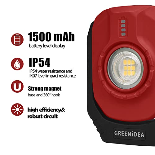Greenidea LED Lampada da Lavoro, Ricaricabile COB