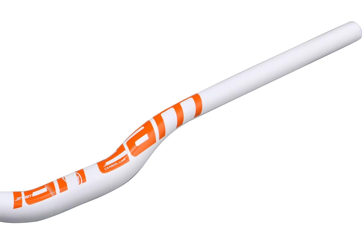 FukkeR MTB Lenker 31,8mm Fahrradlenker 580/600/620/640/660/680/700/720/740/760mm Riser Bars Vollcarbon für Rennrad Downhill BMX Mountainbike Lenkerbügel (Color : White Orange, Size : 760mm)