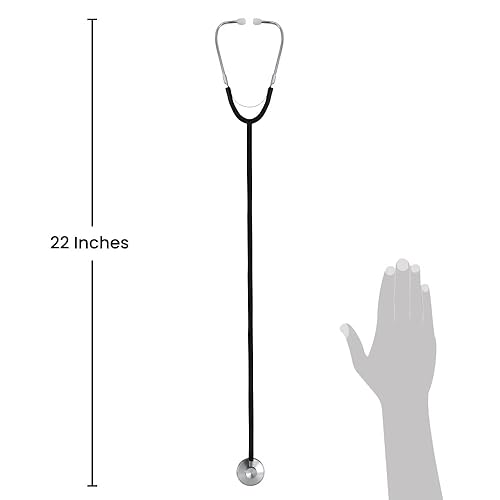 Miniatura 6 de Dixie EMS Estetoscopio ligero de una sola cabeza, sin látex, para médicos, enfermeras, estudiantes, uso médico y doméstico, color negro