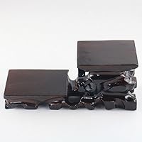 Vista 3 de GOLDY&WENDY Jarrón rectangular oriental hecho a mano con base de palisandro, tetera, estatua de Buda, ornamento, soporte de exhibición