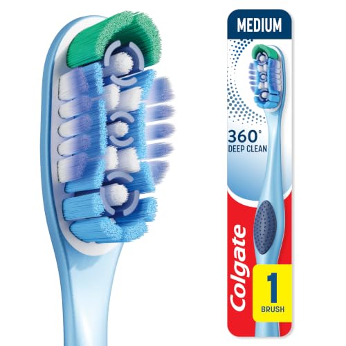 Colgate 360 Toothbrush with Tongue and Cheek Cleaner, Medium Toothbrush, 1 Pack - image 1