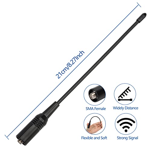 Abbree Ar-701 Sma-Female 8.27Inch Dual Band Vhf/Uhf High Gain Soft Whip Antenna For Baofeng Uv-5R(All),Bf-F8Hp, Uv-82(All) Bf-888S Bf-H6/H7 Tp-8Plus Uv-9Rpro Kenwood Two Way Radio，2Pack #TOP5