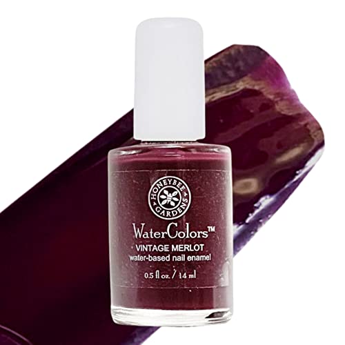 Honeybee Gardens Water-Based Nail Enamel, Vintage Merlot, Matte Deep Berry Red Wine, Eco-Friendly, Odorless & Vibrant Polish, 0.5 fl oz Honeybee Gardens Water-Based Nail Enamel, Vintage Merlot, Matte Deep Berry Red Wine, Eco-Friendly, Odorless & Vibrant Polish, 0.5 fl oz