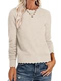 ANRABESS Sweaters for Women Fall Loose Fit Lightweight,Almond,M
