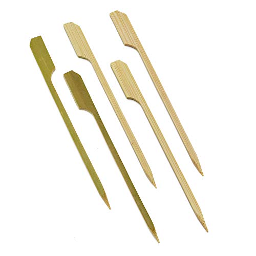 NatureCore New Bamboo Paddle Skewers - 100 PCS of 3.5  for BBQ, Fruit, Cocktail, Kabob, Grill, Kabob, Shawarma, Cooking, Craft and Party
