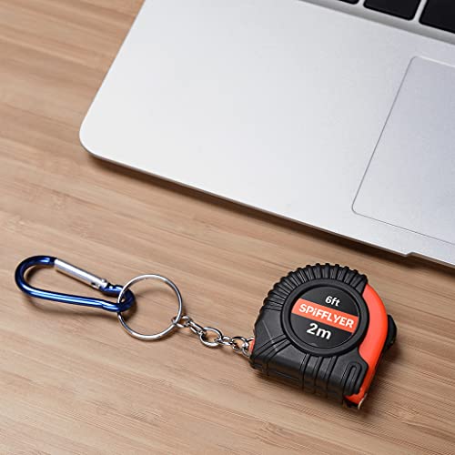 Spifflyer 2pc Mini Tape Measure Keyring Small Measuring Tape Retractable 2M with Spring Snap Hook, 2 m - Image 3