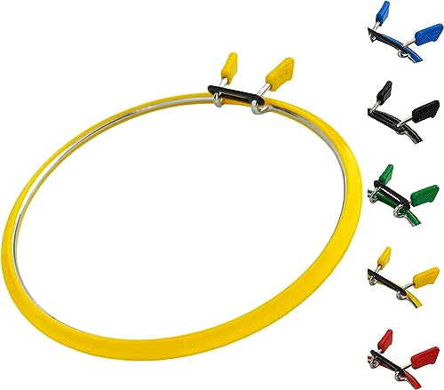 Image of Nurge Metal Embroidery Hoops - Premium Spring Tension Embroidery Hoop for Cross Stitch - Durable Ring with Quick Release Safety Clip - Ideal for Crafters,Beginners & Professionals - Yellow - Large