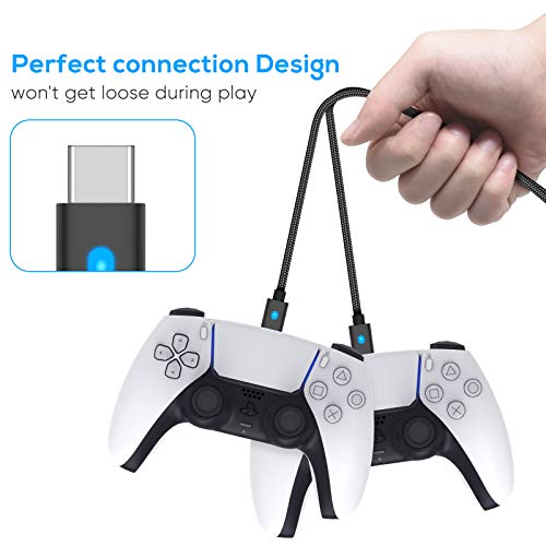 Cabo de carregamento de 3 m para controle PS5 DualSense, Xbox Series X/S, controle e telefone Switch