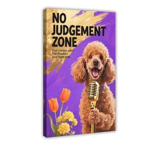 Modern No Judgement Zone Dog Canvas Wall Art 08x12in