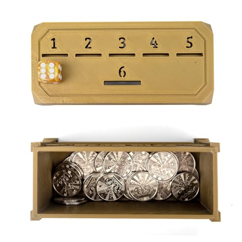 Penny Game con 30 Monedas de Metal y 1 Dado miniatura 4