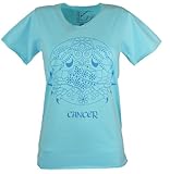 junio - 23 GURU-SHOP, Camiseta con el Signo Zodiacal `Cáncer`, Turquesa, Algodón, Tamaño:S/M (38), Camisetas Zodiac