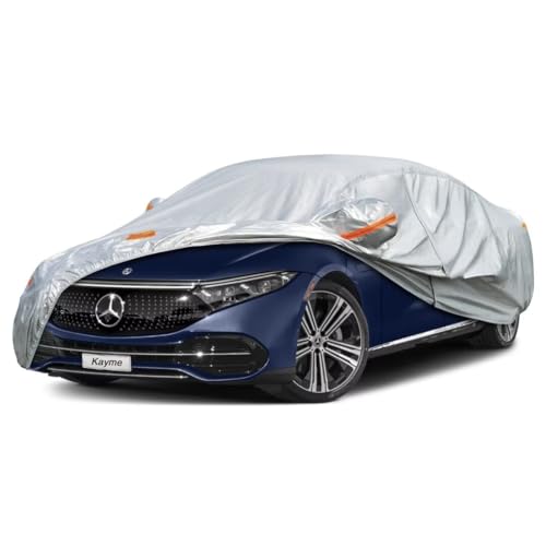 Kayme Sedan Car Cover Fit for Mercedes-Benz EQS (2021-2025) Automobiles All Weather Waterproof, Outdoor Cover Sun Rain Protection, with Lock and Zippe