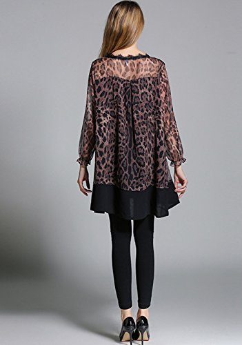 Robe léopard café XXXL YALI ajustée pour valoriser les formes - 2