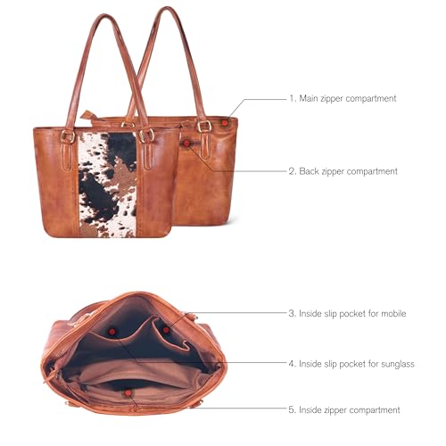 Image of Leather Purse For Women - Real Leather Tote For Women - Ladies Shoulder Handbag For Work, Travel, Casual Use