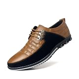 Men's Dress Shoes Casual Oxford Derby Leather Shoes Comfortable Business Formal Lace-Up Flats Slip-On Walking Loafers,Yellow,9