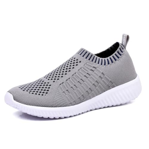TIOSEBON Women's Athletic Walking Shoes Casual Mesh-Comfortable Work Sneakers 7 US Gray
