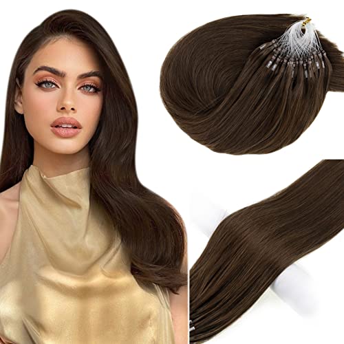 Vivien Brown Micro Loop Hair Extensions Human Hair 12 Inch Dark Brown Micro Ring Hair Extensions Remy Human Hair Invisible Micro Link Real Human Hair Straight 40 Gram 0.8g/strand