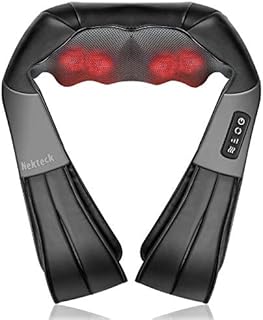 Nekteck Masażer szyi i pleców Shiatsu z kojącym ciepłem Elektryczna poduszka do głębokiego masażu 3D do ugniatania ramion, nóg, domu, biura i samochodu