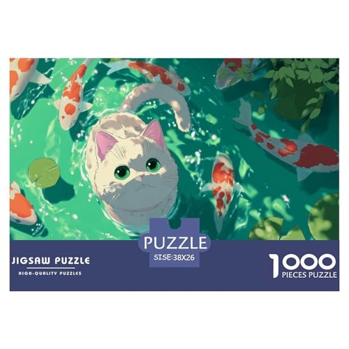 Gato en el Agua Puzzle para Adultos Puzzle de 1000 Piezas Grupo de Peces Puzzle para Toda la Familia Relajación Decoración Hogar Regalo 38x26cm/1000pcs