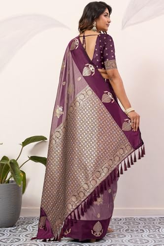 Image of SGF11 Women's Kanjivaram Pure Soft Silk Saree With Unstitched Blouse Piece