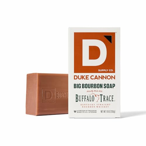 Image of Duke Cannon Supply Co. Extra Large Bar Soap - Men's Natural Bar Soap With A Masculine Scent - Big American Bourbon Scented - All Skin Types - Hydrating Big Brick of Soap - Bourbon,10 oz | Oak Barrels + Aged Spirits Scent - Triple-Milled Men's Bar Soap - Deep-Cleansing Bath Bar