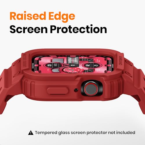 Image of amBand Compatible for Apple Watch Band 45mm 44mm 42mm with Bumper Case, Clear Cute Women Strap for iWatch SE 3 SE 2nd SE Series 9 8 7 6 5 4 3 2, Sport Jelly Protective Cases Protector, Mars Red