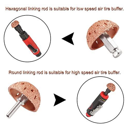 Image of SPEEDWOX 42mm Tire Buffer Wheel Bowl Type Grinding Head Tungsten Steel Tire Repair Tool with 2 Pcs Linking Rod Adapter, for Tire Repair Grinding Pad Grinder Power Tool Accessories
