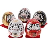 NOLITOY 日本製セラミック製だるま置物 車用ダッシュボード装飾と家のインテリアアクセサリー 幸運と繁栄呼ぶ縁起物 5個セット