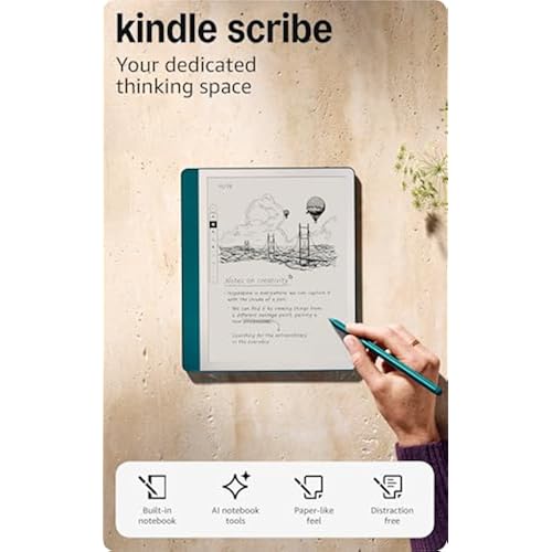Like-New Amazon Kindle Scribe (64GB) - Your notes, documents and books, all in one place. With built-in AI notebook summarization. Includes Premium Pen - Metallic Jade