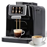 BUSBYR Fully Automatic Espresso Coffee Machine with Milk Cooler 4.3" Touchscreen Dual Heating 11 One Touch Beverages Adjustable Grinder & Milk Frother WiFi Smart Control