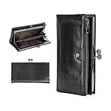 Contacts Kiss Lock Wallet for Women Leather Vintage Kiss Clasp Wallet Coin Purse RFID Bifold Wallet Card Phone Holder