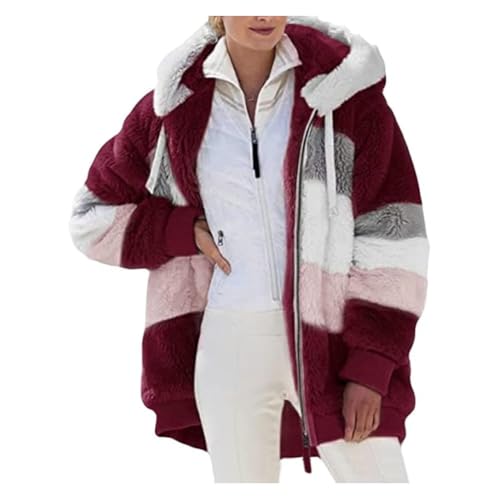 Winter Coats for Women Fuzzy Fleece Jacket Hooded Zip Up Sh...
