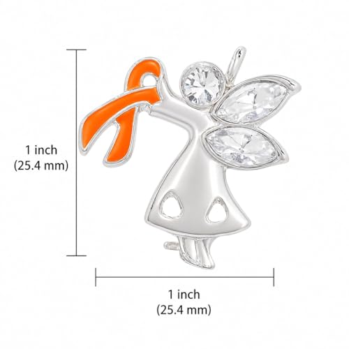 Image of 1 /2 /5 /10 /25 /50pcs Orange Ribbon Awareness Pins for Kidney Cancer, Leukemia, Multiple Sclerosis, Hunger, Gun Violence /Mass Shooting Awareness - Perfect for Support Groups, Gift-Giving, and Fundraisers