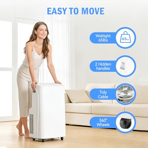 Image of 16000 BTU Wi-Fi Smart Portable Air Conditioner, 3-in-1 Cool /Dehumidify /Fan Portable AC Unit, Cools Up to 800 Sq.Ft, Remote Control & 360 Universal Wheels for Bedroom, Large Room, Home & Office