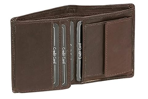 LEAS Mały portfel dla mężczyzn i kobiet format portretowy, prawdziwa skóra, brązowy Mini-Edition'', brązowy, 10x8cm, dół, Brązowy, 10x8cm, pończochy
