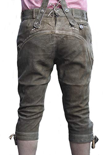 German Wear, Kniebroek klederdracht lederhose wildbockleer geitenleer met bretels - Afbeelding 4